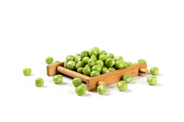 fresh green peas isolated on white background