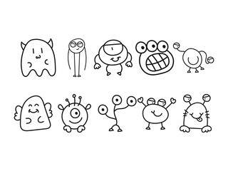 Hand Drawn Doodle Art Monster Cartoon