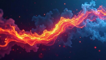 Fiery vector lines, swirling combustion trails , heat, style