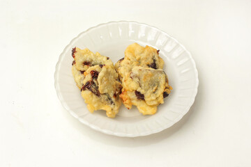 This is fried dodol, a typical West Java Sundanese food from Indonesia served on plate