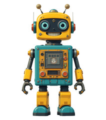 vintage and retro robot isolated on transparent background
