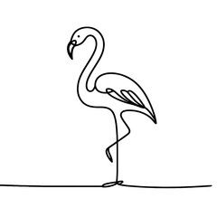 Obraz premium flamingo silhouette simple one line drawing . Transparent background png file.