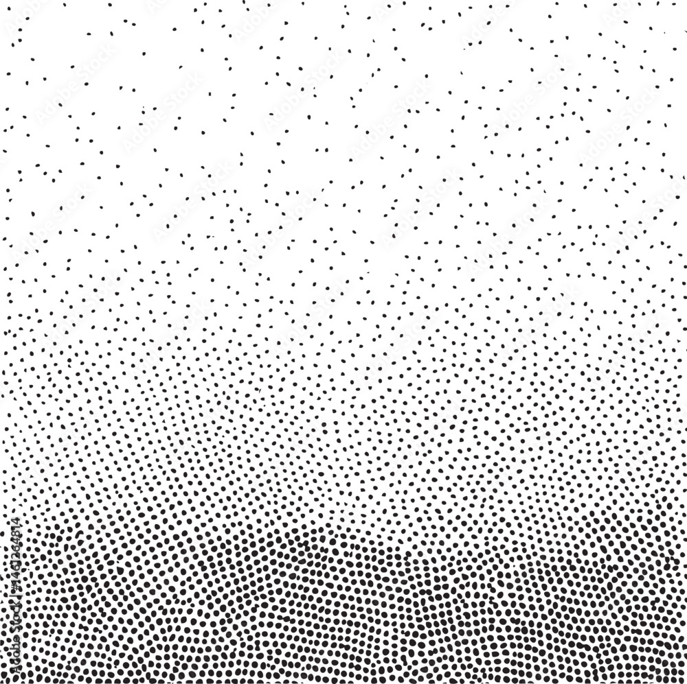 Aufkleber a grayscale gradient transitions from densely dotted to sparsely scattered black dots.