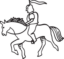 Fototapeta premium A knight rides a horse across a plain.