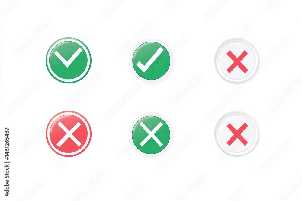 Poster Graphic layouts for advertising featuring check and cross icons used in various contexts