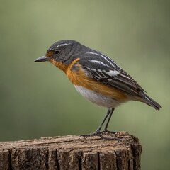 Mugimaki Flycatcher on Wood Base.