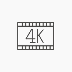 video quality 4k resolution icon vector sign 