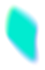 Abstract blurred irregular shape. Soft color element. Liquid fluid blob with iridescent green gradation
