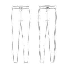 Jogger leggings linear technical sketch for activewear branding design portfolios fashion education mock up design