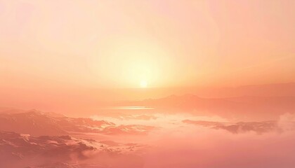 Fototapeta premium Breathtaking sunrise over serene mountains nature landscape aerial view tranquil atmosphere