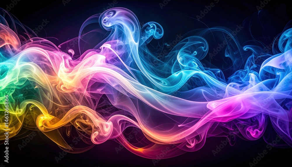 Poster dynamic colorful smoke waves abstract art digital creation vibrant environment close-up view visual 