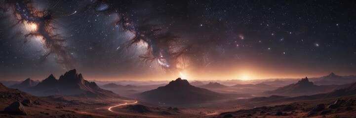 Millions of stars ignite a breathtaking cosmic panorama, infinite darkness ,  light,  firmament