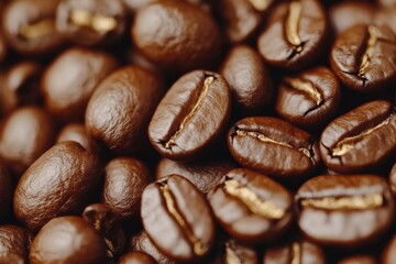 Naklejka premium Exploring the rich aroma and texture of roasted coffee beans in a vibrant setting