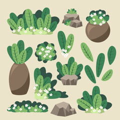 fresh green plant with little white flowers for decorate complete artwork or project. vector, illustration design. 