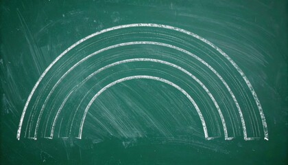 Drawing a rainbow classroom chalkboard art educational environment overhead view creativity and learning