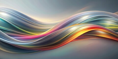 Soft gray wave background with flowing abstract patterns of swirling shapes and vibrant colors, creating a sense of movement and energy, motion, gray waves
