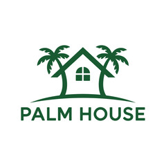Obraz premium Palm Tree House, Palm tree house silhouette