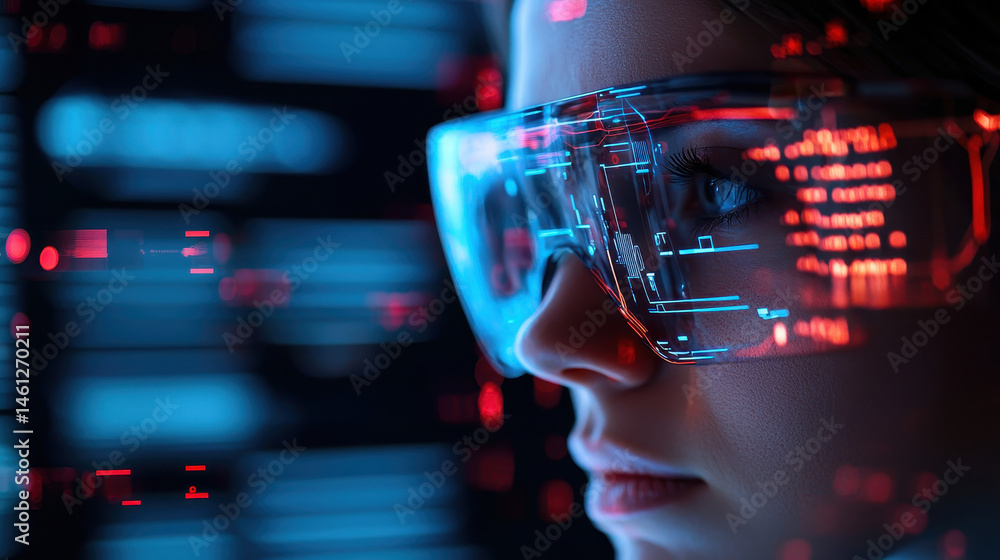 Aufkleber futuristic glasses digital interface technology close up cybernetic innovation virtual reality data 