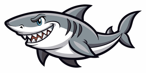 Obraz premium Cartoon Great White Shark Mascot Character Illustration