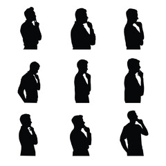 Silhouette pose of a man thinking about something