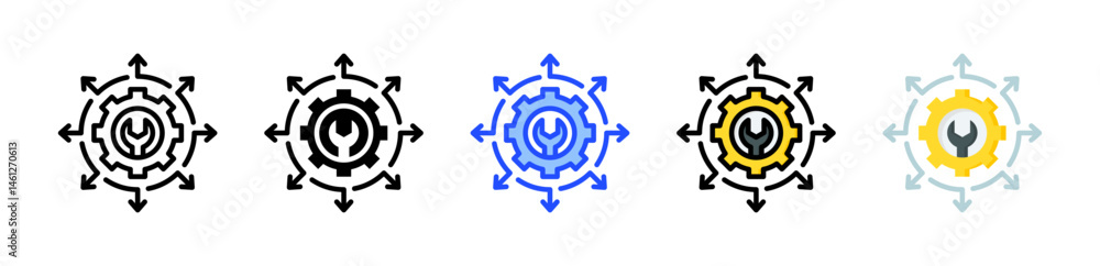 Poster service expansion icon collection with multiple styles
