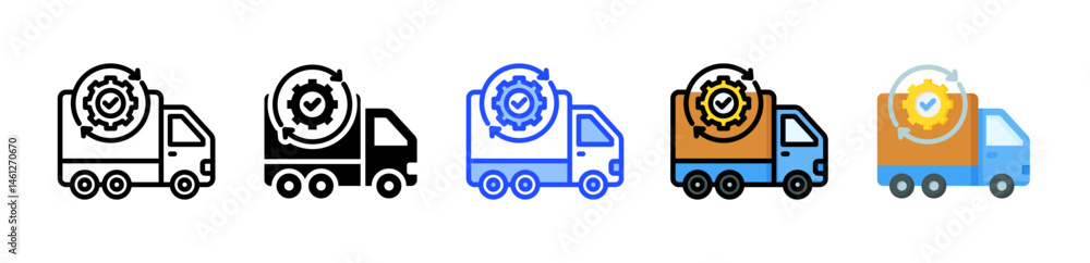 Poster supply chain optimization icon collection with multiple styles