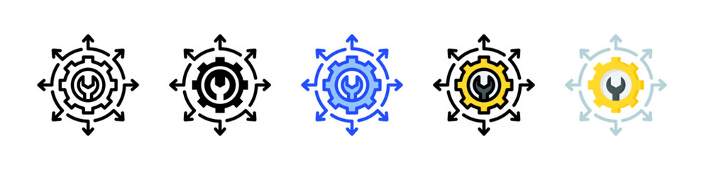 Service Expansion Icon Collection With Multiple Styles