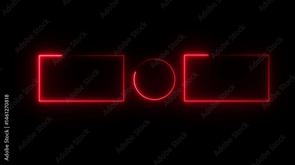 Poster end screen neon frame red and green seamless loop end screen neon frame isolated on black background