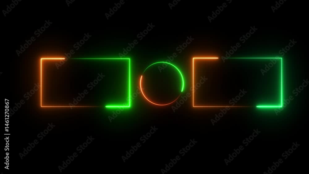 Aufkleber end screen neon frame red and green seamless loop end screen neon frame isolated on black background