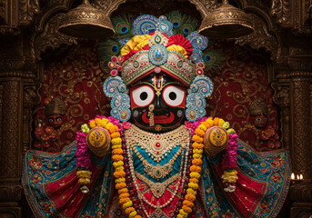 Majestic Jagannath Deity in Ornate Attire