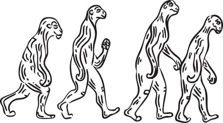 Four figures illustrate human evolutionary progression.