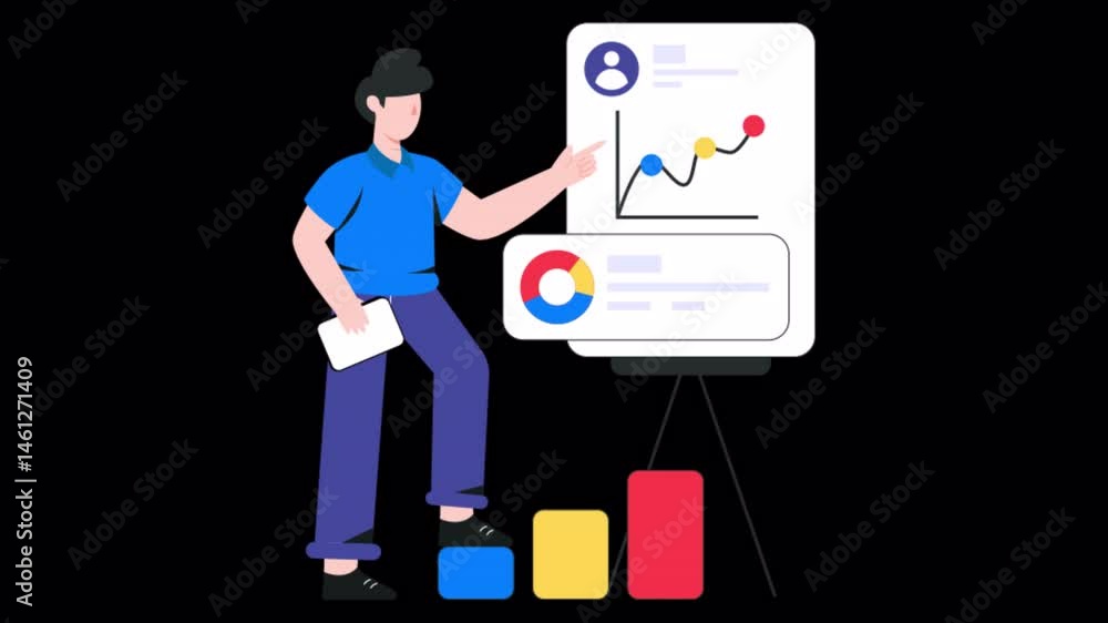Poster business presentation motion graphic rendering with transparent alpha channel