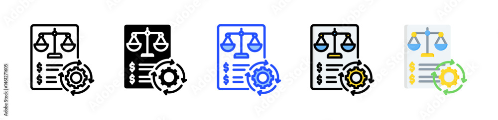 Poster liquidation process icon collection with multiple styles