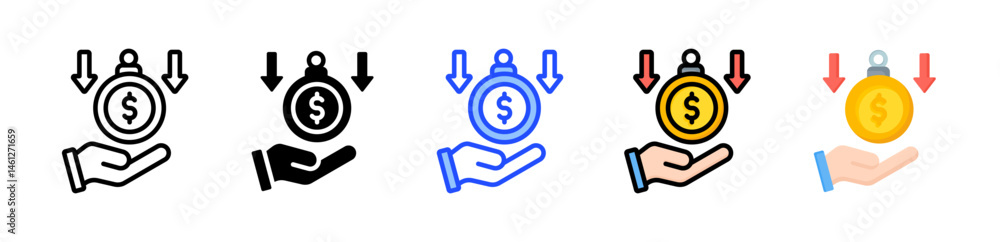 Poster debt burdens icon collection with multiple styles