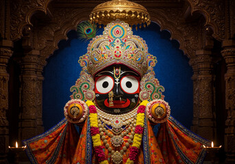 Obraz premium Majestic Jagannath Deity in Ornate Shrine