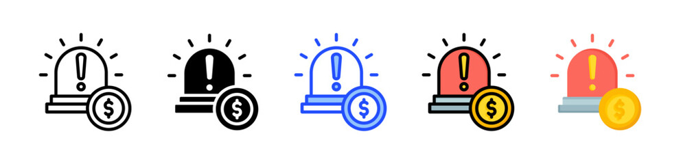 Debt Emergency Icon Collection With Multiple Styles