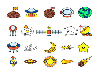 Hand Drawn Space Sticker Pack Element