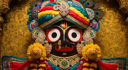 Fototapeta premium Ornate Jagannath Deity Adorned in Jewels