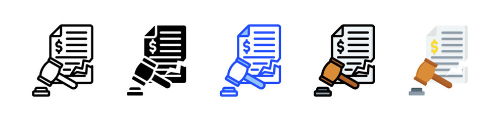 Bankruptcy Lawyer Icon Collection With Multiple Styles