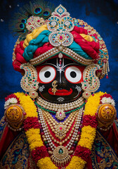 Naklejka premium Ornate Jagannath Deity in Rich Adornments