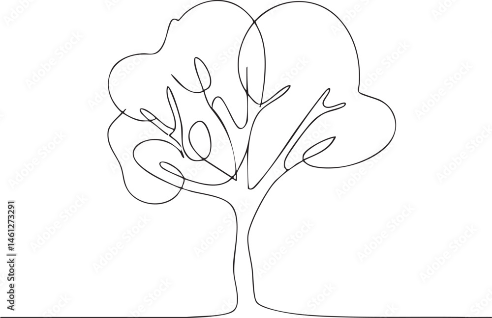 Aufkleber a single continuous drawing depicts an elegant tree with delicate branches.