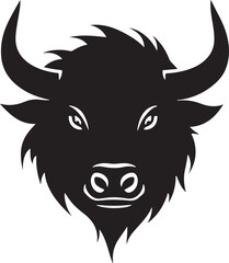 Bull Head Silhouette Isolated On White Background