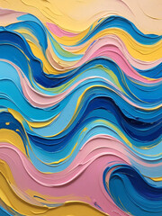 Fototapeta premium An abstract pattern resembling swirling watercolor waves, it is bright, vibrant and hidden.