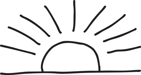 Fototapeta premium A simple drawing of a rising sun over a