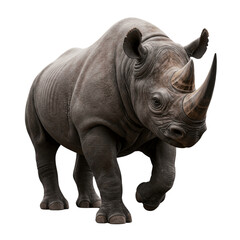 Obraz premium Savanna Strength: Powerful Rhinoceros in Realistic Detail (transparent background)