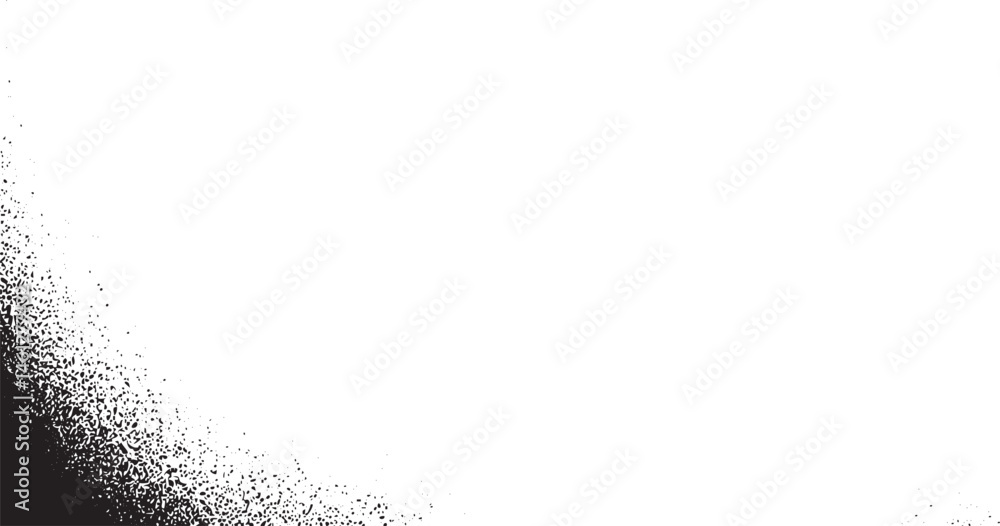 Poster a stark white background is speckled with numerous tiny black dots creating a textured effect.