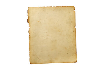 aged vintage parchment paper texture isolated on white background PNG