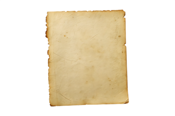 aged vintage parchment paper texture isolated on white background PNG