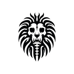 Fototapeta premium Lion Skull Vector Silhouette Fierce Skeleton Head Design with Tribal Style for TShirts and Prints