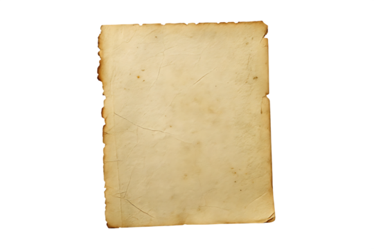aged vintage parchment paper texture isolated on white background PNG